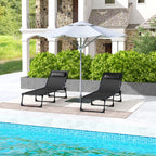 Outsunny Set of 2 Steel Sun Loungers with Reclining Backrest, 189x58x30 cm, Black