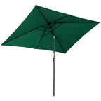 Rectangular Umbrella 2x3 m Foldable and Adjustable with Crank, in Aluminum and Polyester, Green and Black