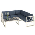 Corner Garden Lounge Set with Recliner, 2 Sofas with Cushions and Coffee Table, Grey