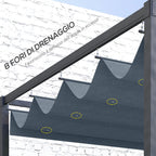 Gazebo Pergola Cover with 8 Drainage Holes, UV30+ Polyester, 286x245 cm, Dark Grey