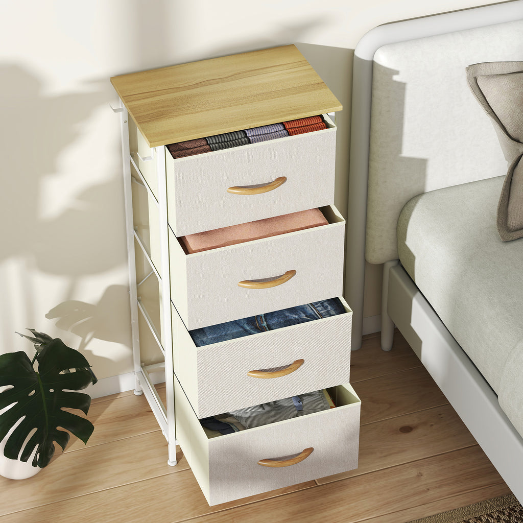 4-Drawer Folding Chest with 4 Pockets and 2 Hooks, Made of Wood, Steel and Fabric, 45x30x94.5 cm