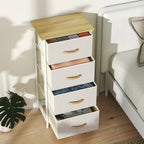 4-Drawer Folding Chest with 4 Pockets and 2 Hooks, Made of Wood, Steel and Fabric, 45x30x94.5 cm