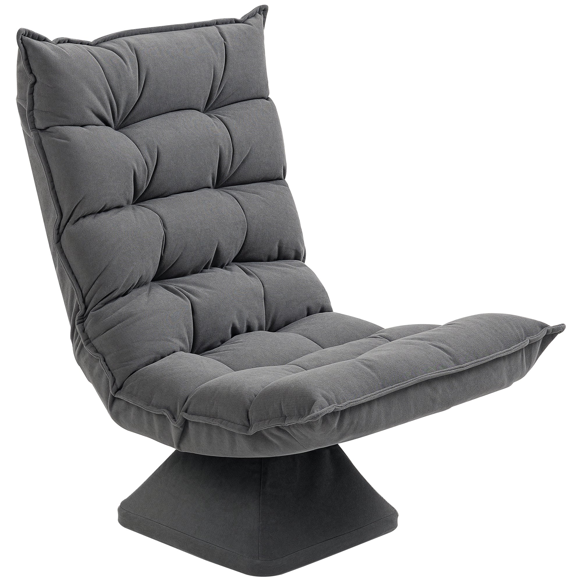 Velvet Swivel Lounge Chair with 5-Position Adjustable Backrest, 62x70x95 cm, Grey