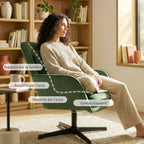 Swivel Lounge Chair with Lumbar Cushion and Velvet Fabric Upholstery, Green