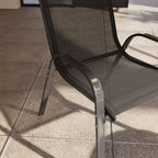 Set of 4 Stackable Garden Chairs in Steel and Breathable Mesh Fabric, 54x71x93 cm, Black