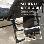 Outsunny Folding Sun Lounger with Cushion, Headrest and Side Pocket, 58x189x32.5 cm, Black