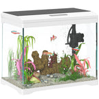 Goldfish Aquarium 17L with LED Lights, Water Pump and Filter System, 35x21x31 cm, White