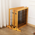 Wooden and Steel Dog Gate for Small/Medium Size Dogs with 6 Folding Panels, 432x36x70cm - Borge' Group Limited
