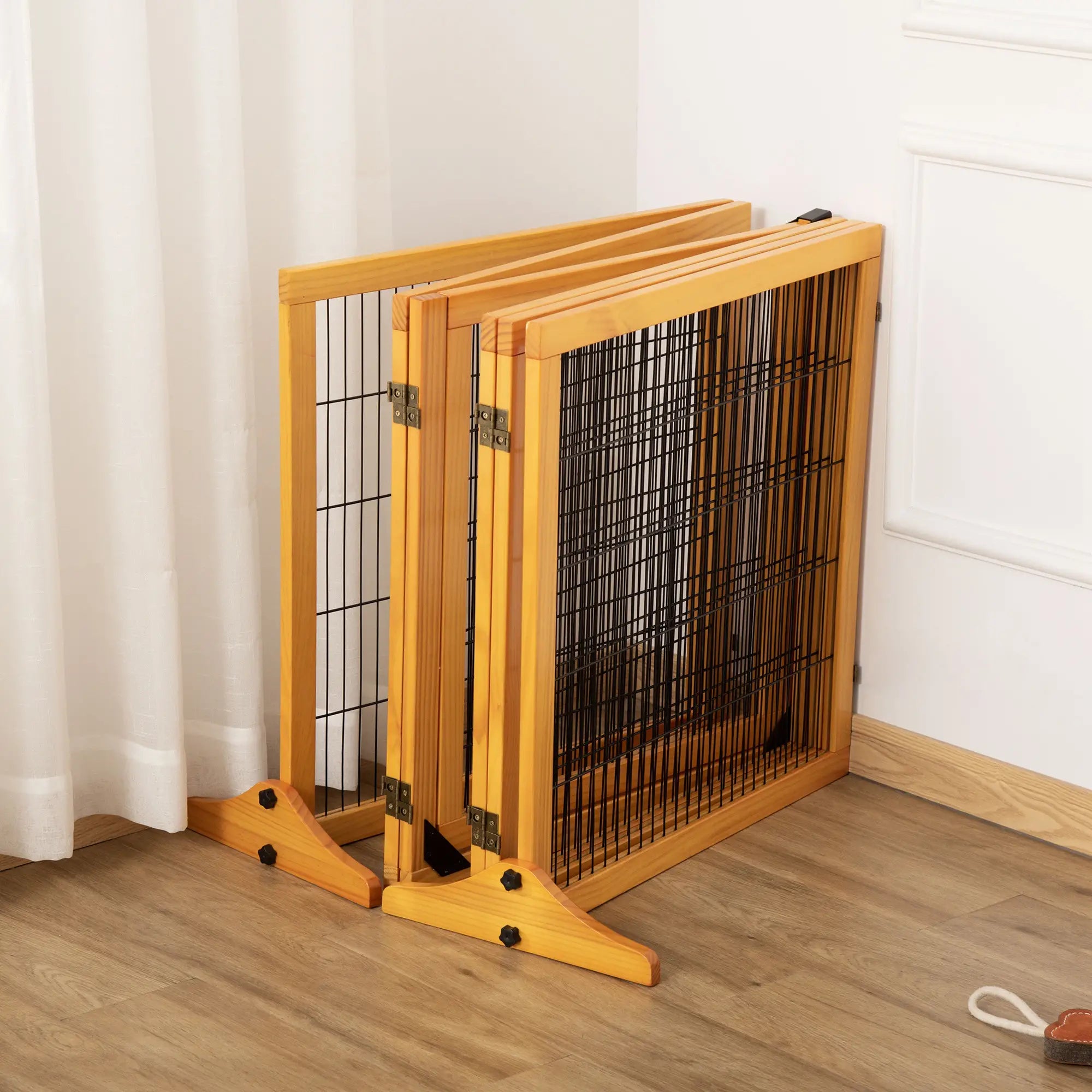 Wooden and Steel Dog Gate for Small/Medium Size Dogs with 6 Folding Panels, 432x36x70cm - Borge' Group Limited