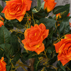 21-Flower Artificial Camellia Plant with Cement and Moss Pot, Ø18x90 cm, Orange