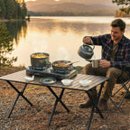 Outsunny Camping Cookware Set for 4-5 People, Aluminum Camping Kitchen, Gray