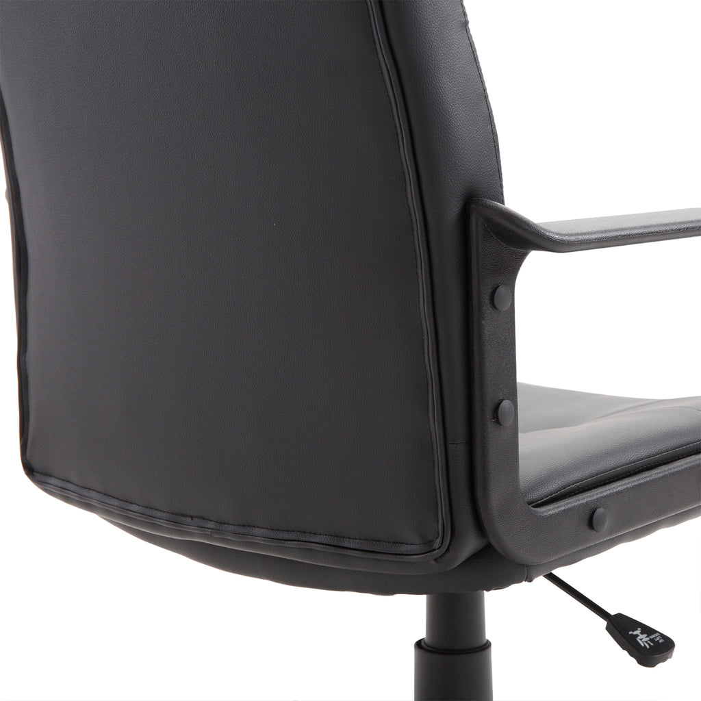 Ergonomic Swivel Office Chair, Height-Adjustable Faux Leather Office Chair, 60x60x94-103cm, Black