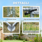 10.2m² Chicken Run for 10-15 Hens with Waterproof Roof, Steel and Fabric, 3x3.4x1.9 m, Silver