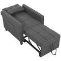 HOMCOM 3-in-1 Single Sofa Bed in Linen-Effect Fabric and Wood with Reclining Backrest, 69x82x85 cm, Grey