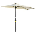 Semicircular Umbrella with Crank, 20 LED Lights and Solar Panel, 265x135x240 cm, Beige