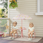 Garden Set for Children 2-5 Years with Round Table, 2 Folding Chairs and a Umbrella, Pink