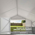 Outsunny 3x3m Waterproof Garden Shed and Garage Tent with Roll-Up Door, Metal and PE, White
