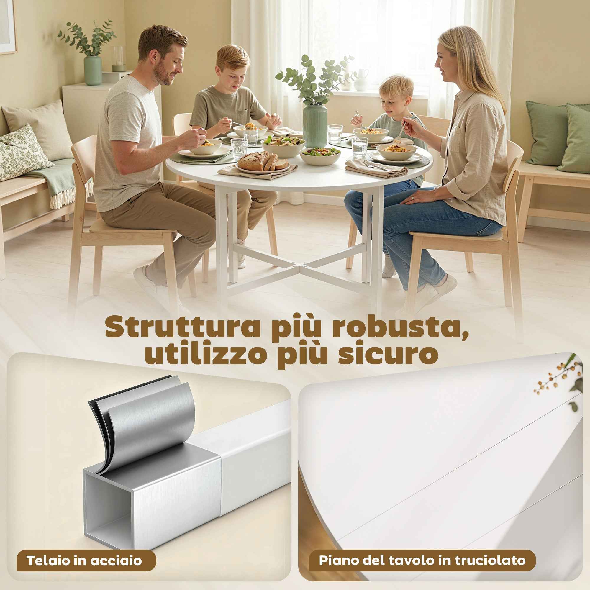 HOMCOM Folding Dining Table, Space-Saving Extendable Table, White