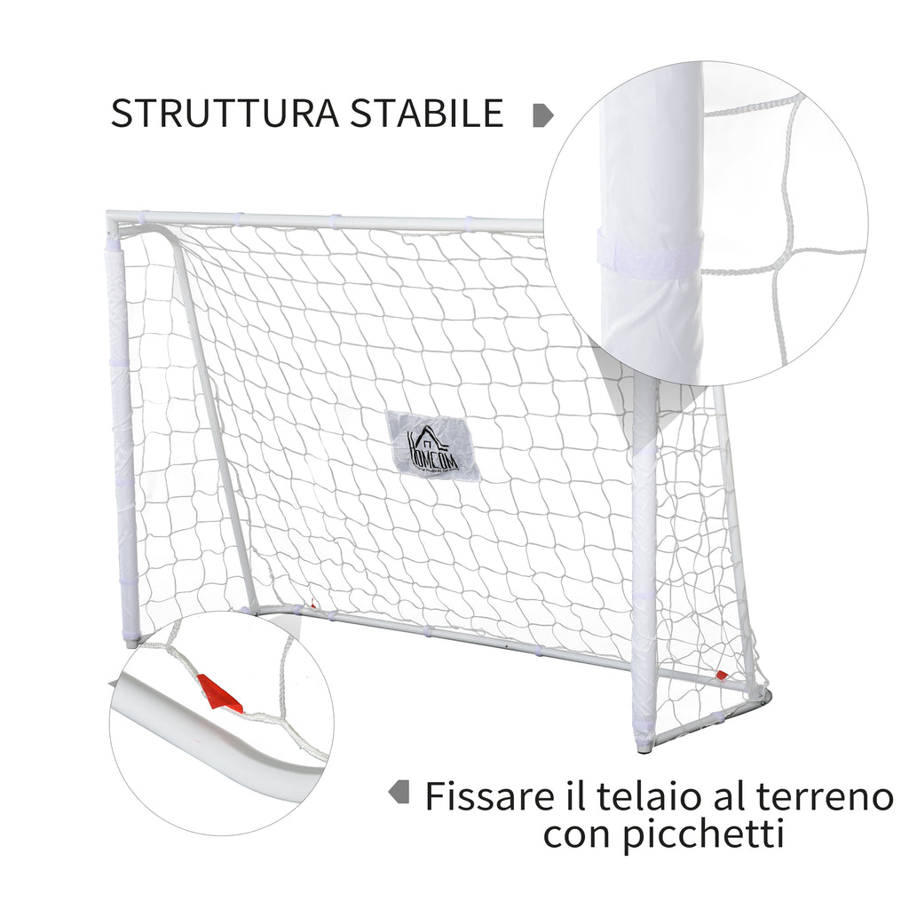 Outdoor Metal Football Goal with Target and Oxford Cloth Posts, 186x62x123 cm, White