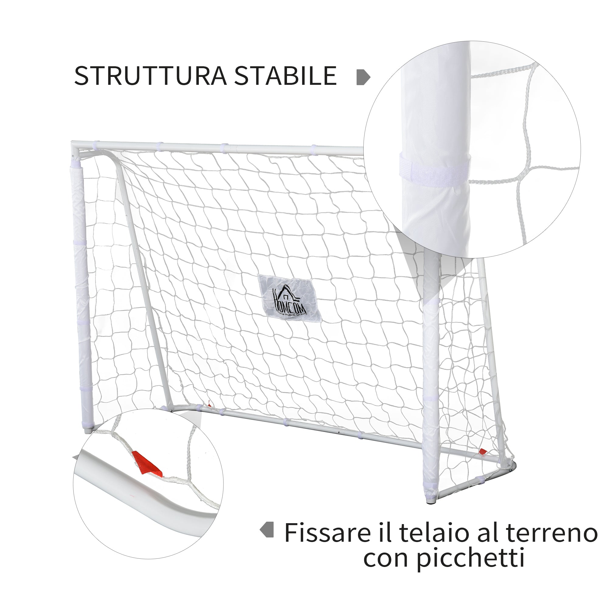 Outdoor Metal Football Goal with Target and Oxford Cloth Posts, 186x62x123 cm, White