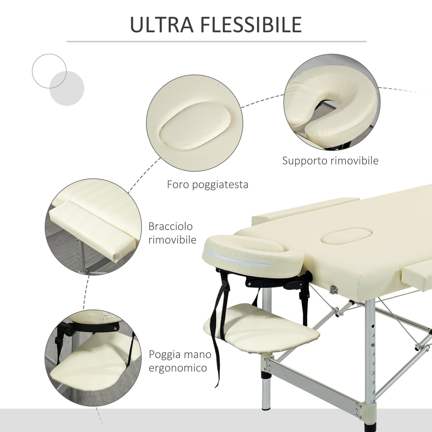 HOMCOM Professional Folding Massage Table, Adjustable Height and Transport Bag, White - Borgè