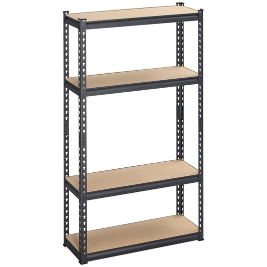 4-Tier Industrial Shelving in MDF and Steel with Open and Adjustable Shelves, 81.3x30x152.4 cm