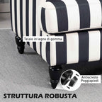 HOMCOM Striped Velvet Wide Seat Lounge Chair with S-Shaped Springs, 115x82x82 cm, Black and White