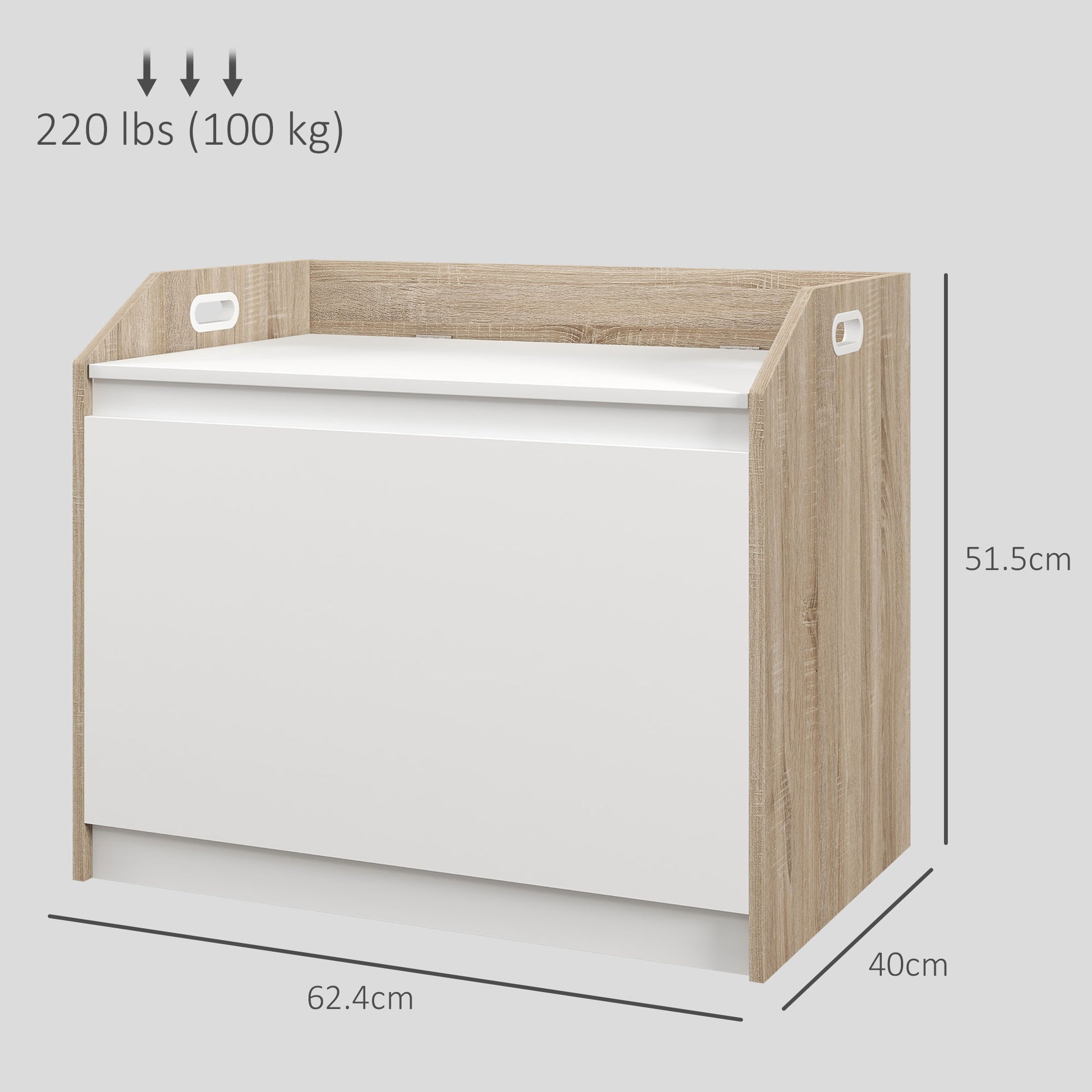 HOMCOM Modern Wooden Chest with Backrest and Storage Compartment, 62.4x40x51.5cm, White - Borgè