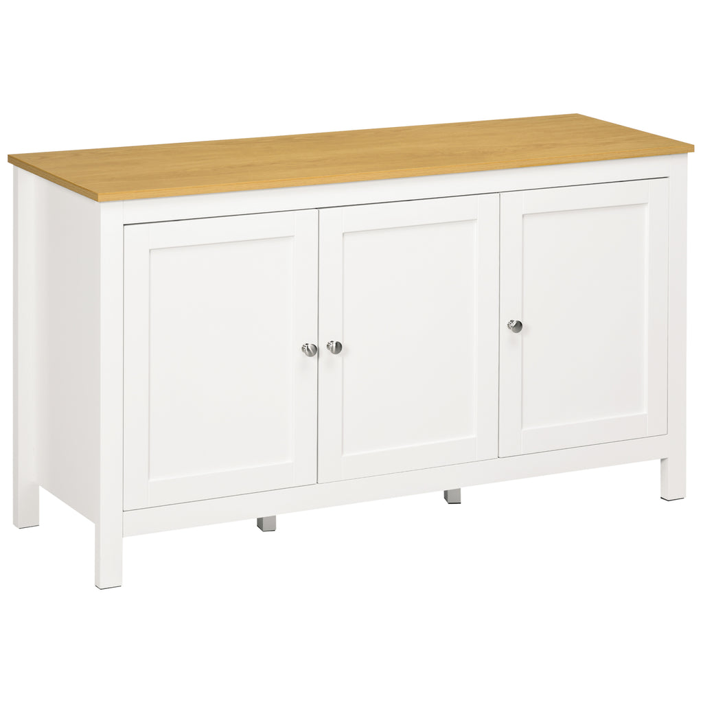 HOMCOM Storage Unit with 2 Cabinets and 2 Adjustable Shelves at 3 Heights, 120x40x70 cm, White and Wood Color