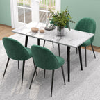 HOMCOM Set of 4 Modern Padded Chairs with Curved Back, in Velvet Effect Fabric and Steel, 50x52x83 cm, Green - Borgè