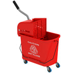 HOMCOM Cleaning Trolley Floor Mop with Wringer 60x27x70.5cm Red