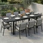 Outsunny Extendable Garden Table for 6-8 People, Aluminum with Slatted Top, Black