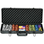 SPORTNOW Poker Set with 500 Chips, 2 Decks of Cards, 5 Dice, Buttons and Protective Black Aluminum Case
