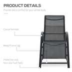 Outsunny Set 2 sun loungers and table with a shelf, in breathable fabric and metal, 59x169x66 cm, black - Borgè
