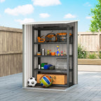 Outsunny Galvanized Steel Garden Shed with Door, 100x104x160 cm, Light Grey