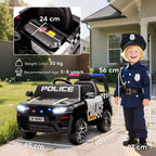 Kids Electric Police Car with Remote Control Dual Motors Siren 4-Wheel Suspension and Headlights Black