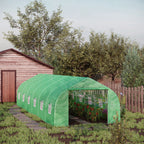 8x3x2m PE and Steel Tunnel Greenhouse with Roll-Up Door and Windows, Green