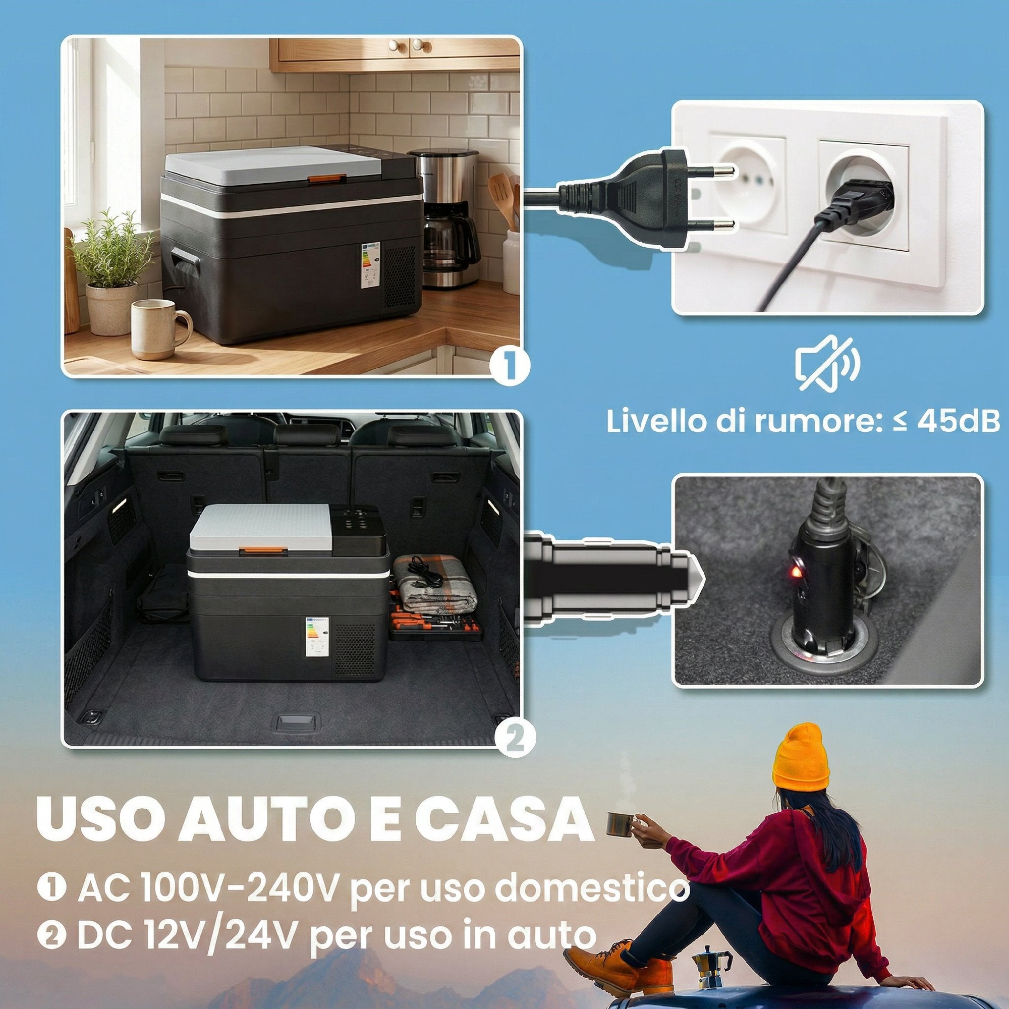 Outsunny 30L Portable Compressor Refrigerator with App Control, Black