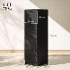 4-Drawer File Cabinet with Adjustable Rail and 2 Locks, Wooden, 40x40x131 cm, Black