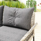 Rattan Garden Set 5-Piece with 2 Side Chairs, Central Chair and 2 Stools/Coffee Tables