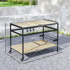 Outsunny Garden Food Cart in Wood with Slats and Steel, Shelf and Handle, 107x65x80 cm