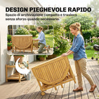 Outsunny 7-Piece Extendable Wooden Dining Set with 6 Folding Chairs for Garden