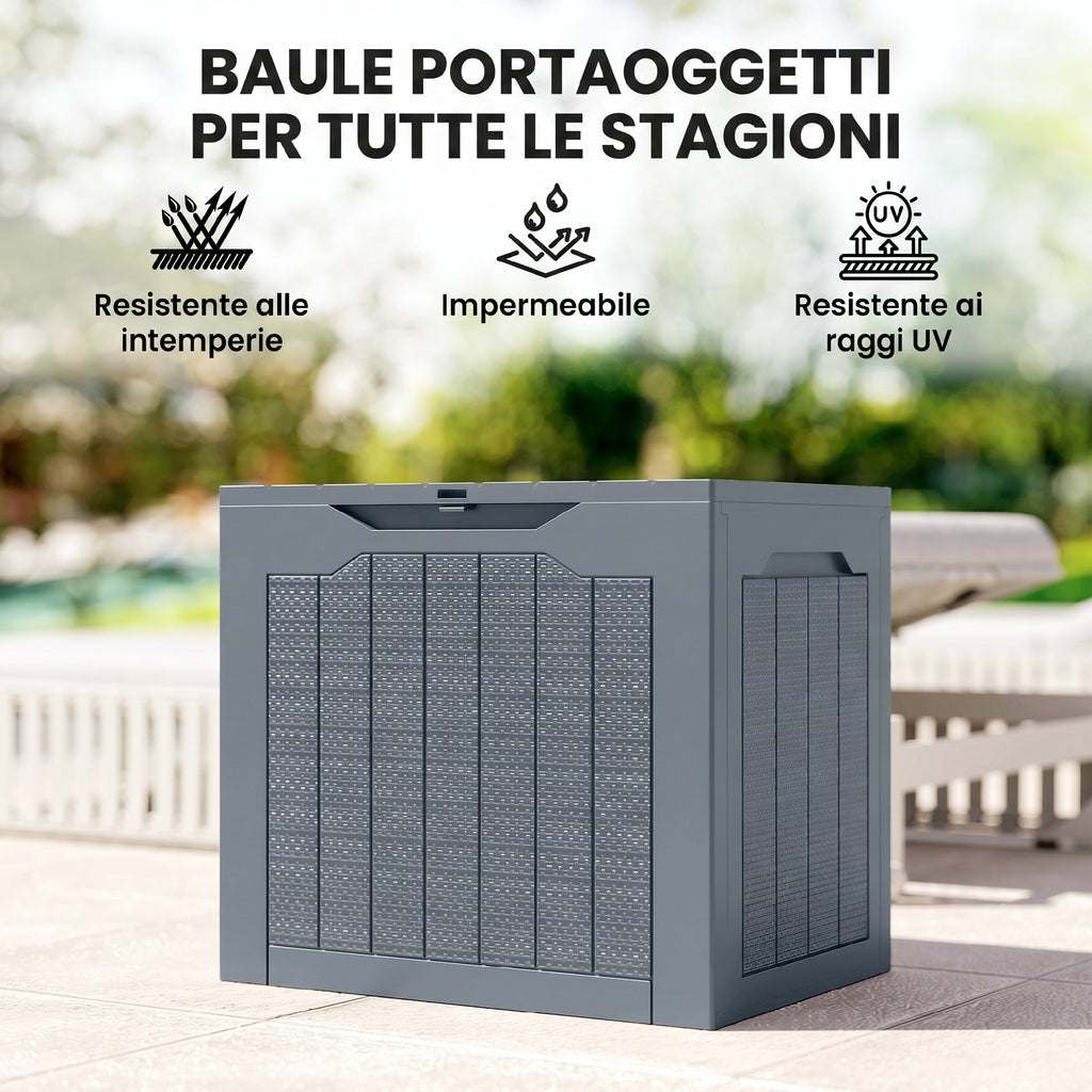 Outsunny Waterproof Garden Storage Box with Handles, PP, 56x41x50 cm, Light Grey