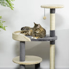 3-Tier Cat Tree with Sisal Posts and Height 105cm, Grey - Borge' Group Limited