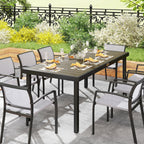 8-Seater Garden Dining Table in Aluminum and Plastic, Dark Wood and Black