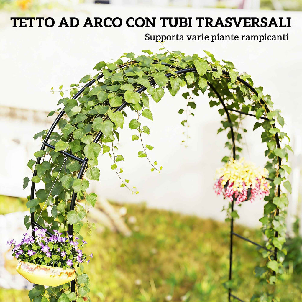 Outsunny Metal Garden Arch with Base for Climbing Plants for Weddings, Birthdays and Events, Black