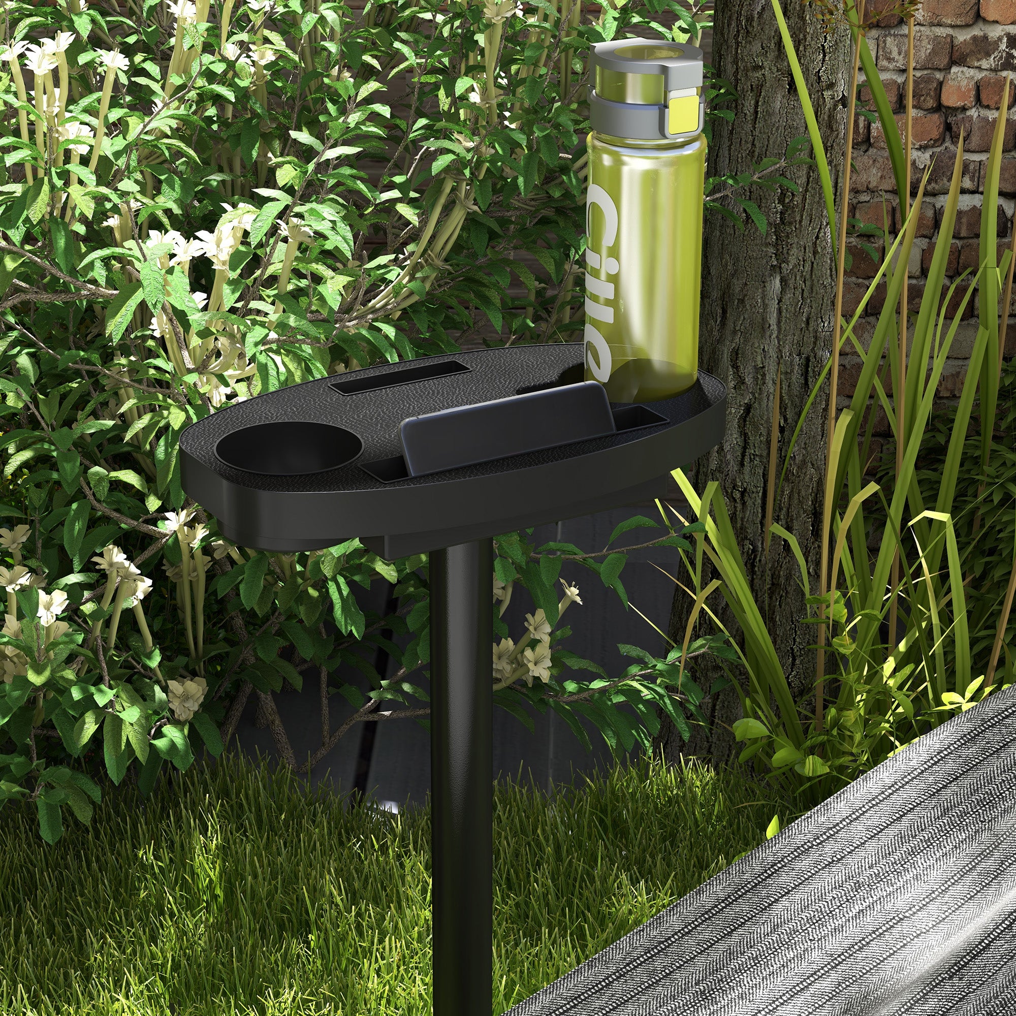 Steel Hammock Stand with Integrated Table and Maximum Load 150kg, Black