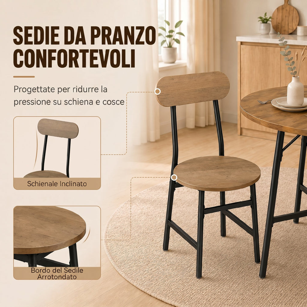 HOMCOM 5-piece dining set: table and 4 chairs, metal legs, natural finish.