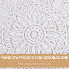 Round Coffee Table with Raised Edge, Wooden, Φ40x40.5cm - White and Gold