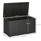 366L Wood Effect Plastic Garden Box, 122.4x62x64.5 cm, Black